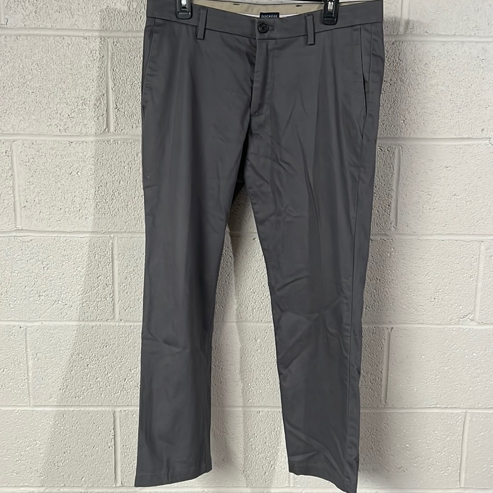 Dockers Signature Khaki Lux Slim Fit Stretch Gray Pants 34x29